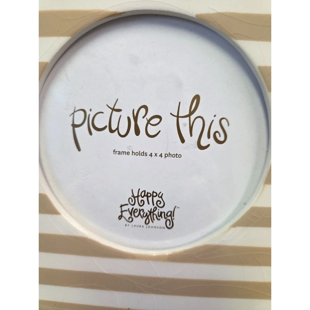 Happy Everything! By Laura Johnson Stripe Mini Round‎ Picture Frame Neutral